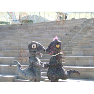 2 BIGGYMONKEY™s Cheetah Spotted Couple Dinosaur Mascot –